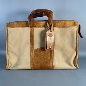 GHURKA Brown Tan Leather Canvas Briefcase